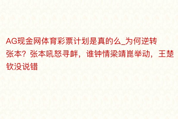 AG现金网体育彩票计划是真的么_为何逆转张本？张本吼怒寻衅，谁钟情梁靖崑举动，王楚钦没说错