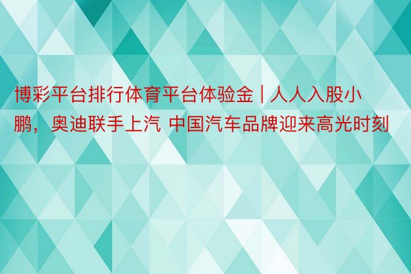 博彩平台排行体育平台体验金 | 人人入股小鹏，奥迪联手上汽 中国汽车品牌迎来高光时刻