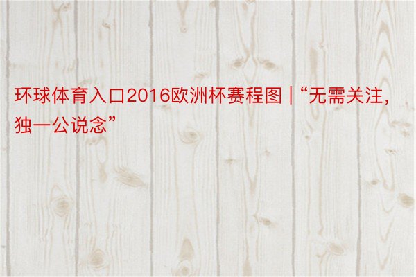 环球体育入口2016欧洲杯赛程图 | “无需关注，独一公说念”