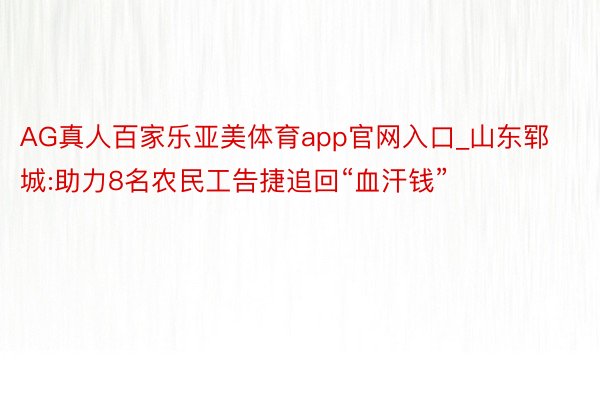 AG真人百家乐亚美体育app官网入口_山东郓城:助力8名农民工告捷追回“血汗钱”